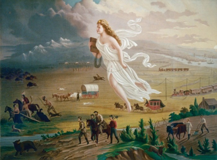 Destiny manifest exceptionalism westward doctrine 1873 america 1872 gast significance chromolithograph